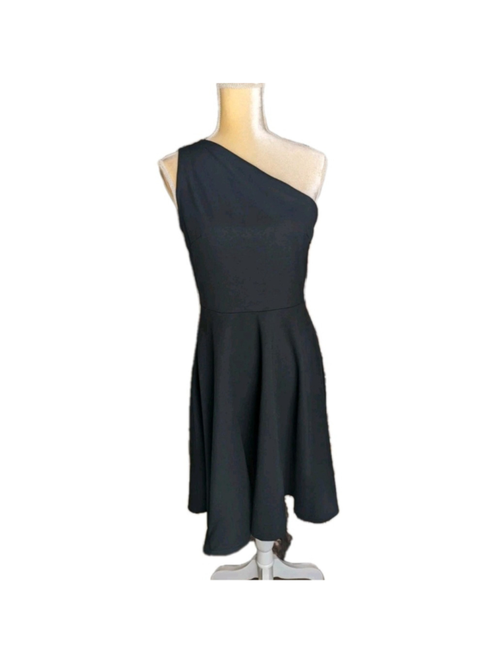 Sarin Mathews Black Large One Shoulder Cocktail Party Dress Vintage Style - Picture 2 of 11